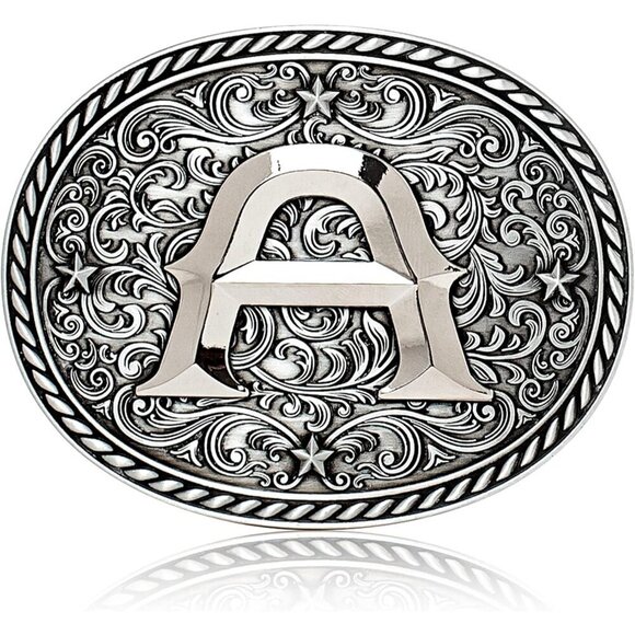 Women\'s Silver A Cowgirl Initial Large Letter Zinc Alloy Imported Belt Buckles main image 5